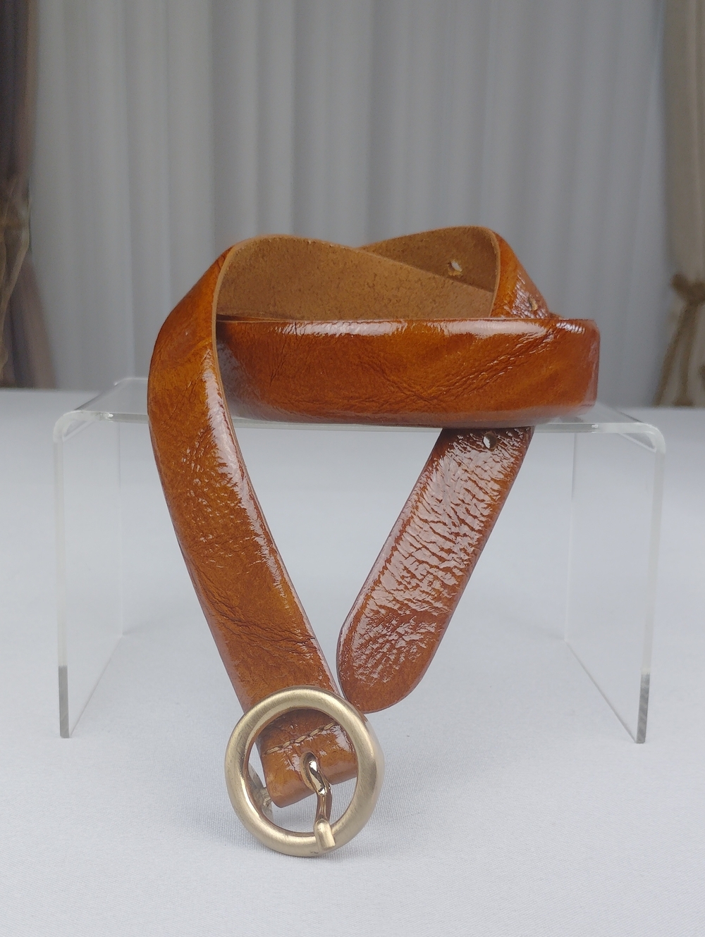 Chico's Tan Patent Leather Belt.